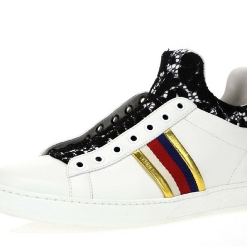 White Gucci Sneakers with Lace Detail